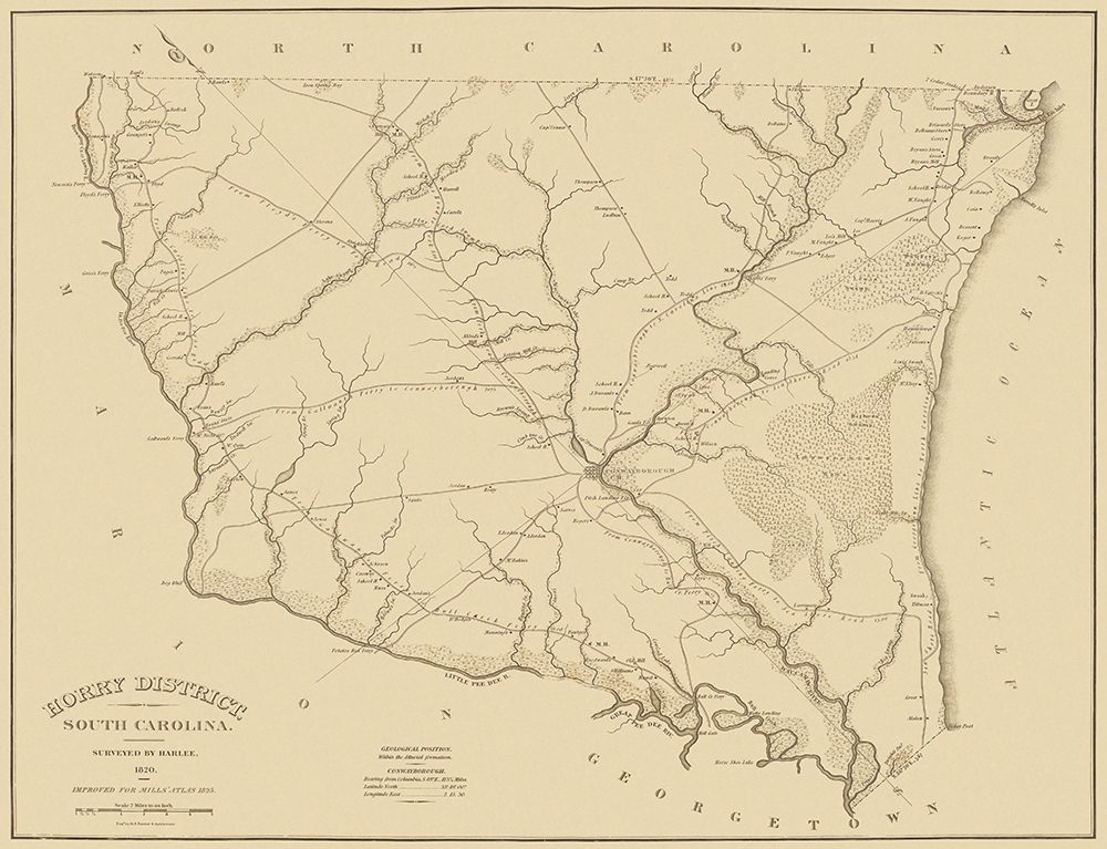 Horry South Carolina Landowner - Mills 1825 art print by Mills for $57.95 CAD