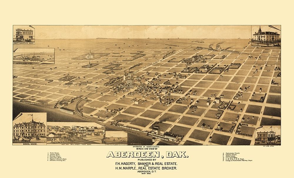 Aberdeen South Dakota - Wellge 1883 art print by Wellge for $57.95 CAD
