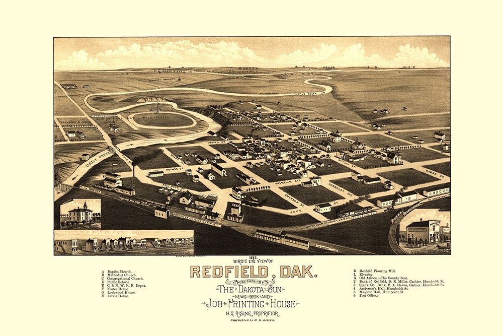 Redfield South Dakota - Rising 1883 art print by Rising for $57.95 CAD