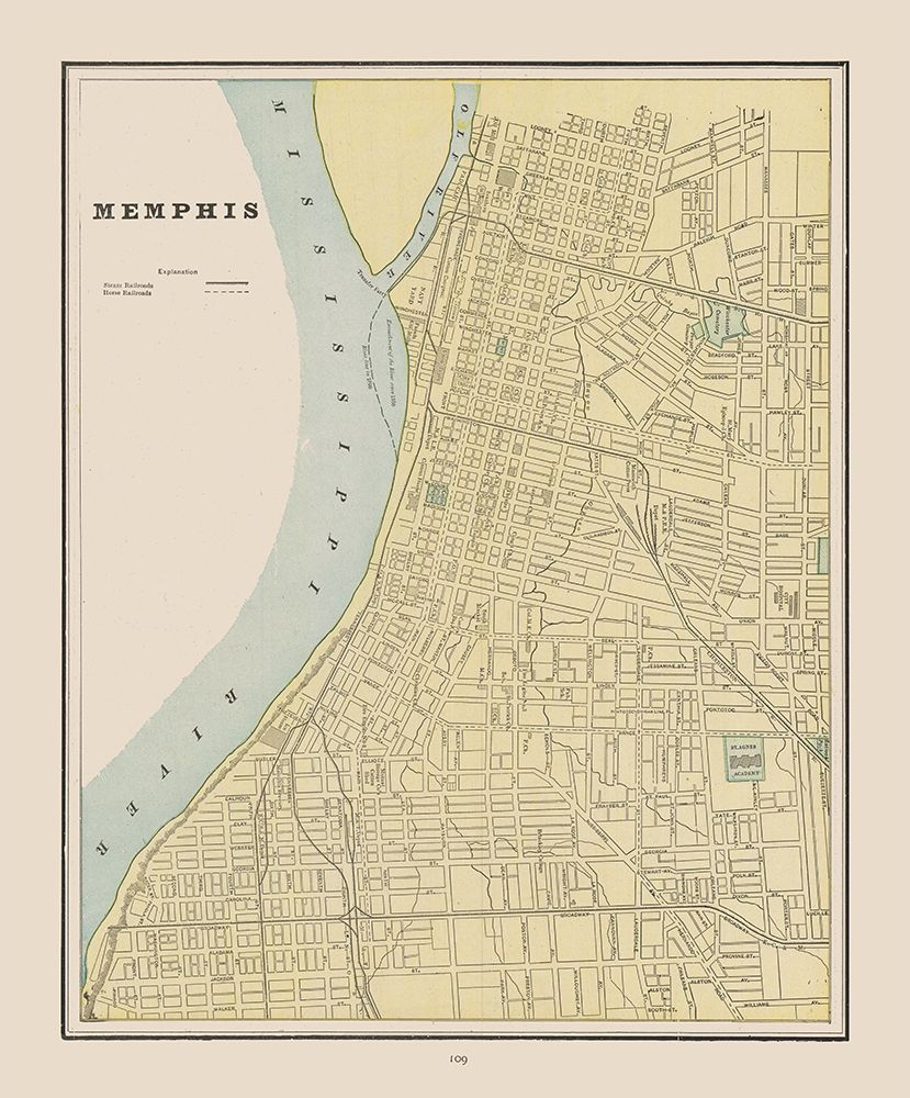 Memphis  Tennessee - Cram 1892 art print by Cram for $63.95 CAD