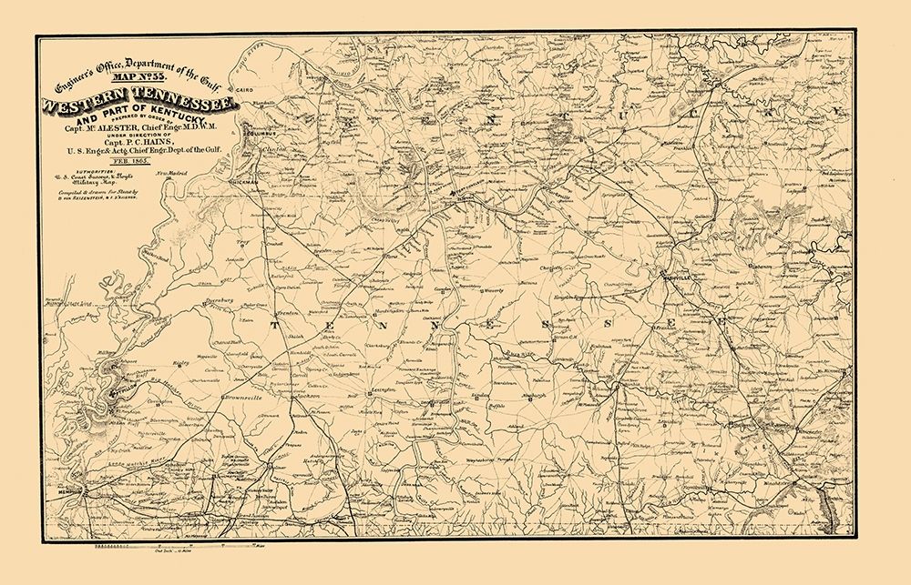 West Tennessee, Part of Kentucky 1865 art print by von Reizenstein for $57.95 CAD
