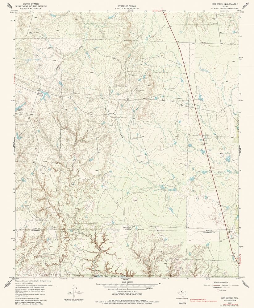 Bob Creek Texas Quad - USGS 1959 art print by USGS for $63.95 CAD
