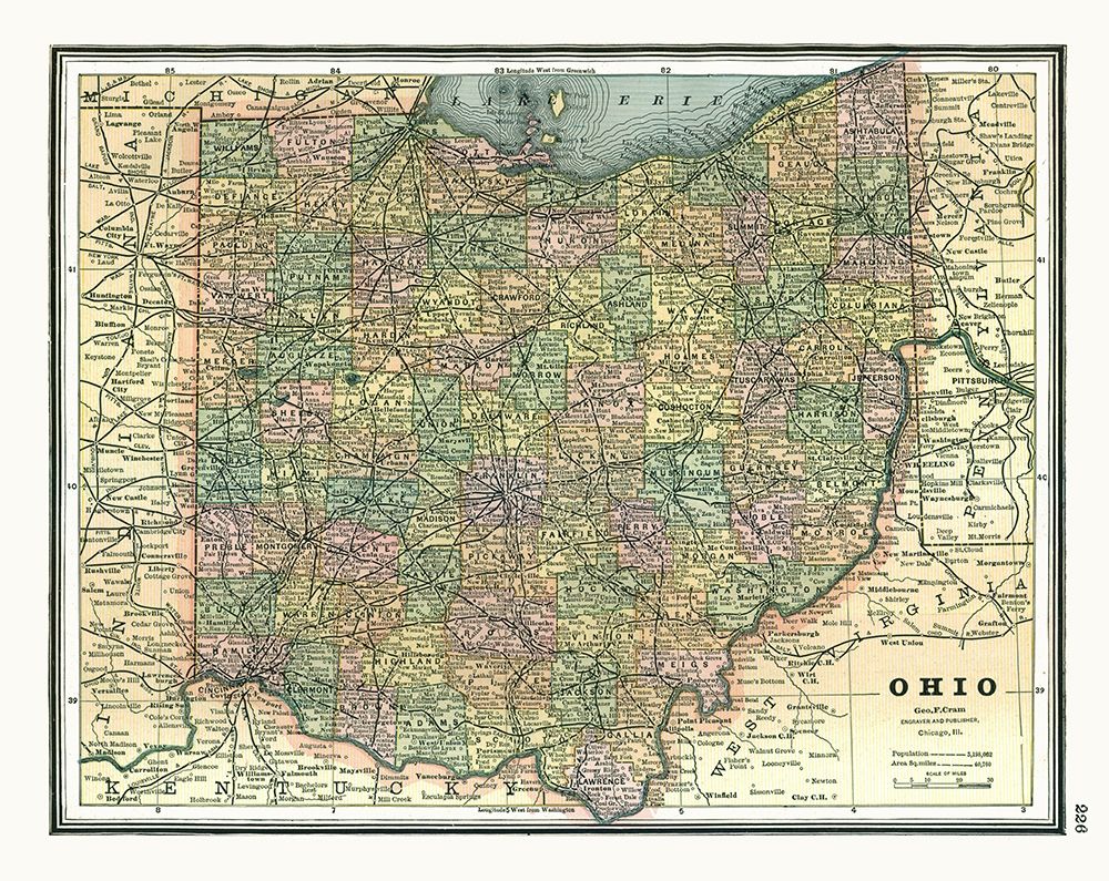 Ohio - Johnson 1888 art print by Johnson for $57.95 CAD