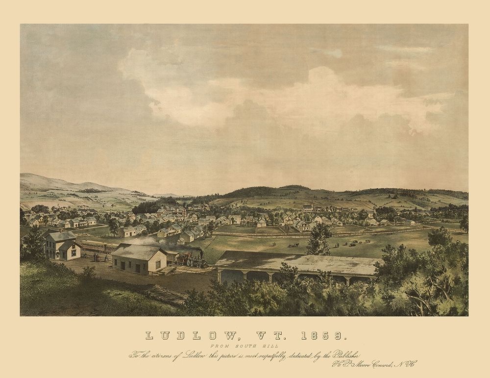 Ludlow Vermont - Moore 1859 art print by Moore for $57.95 CAD