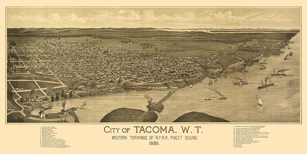 Tacoma Washington -1885 art print by Unknown for $57.95 CAD