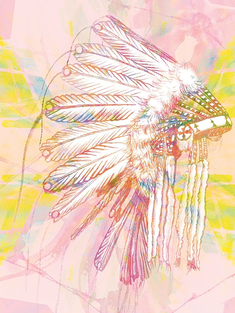 Indian War Bonnet Pink art print by Urban Road for $57.95 CAD