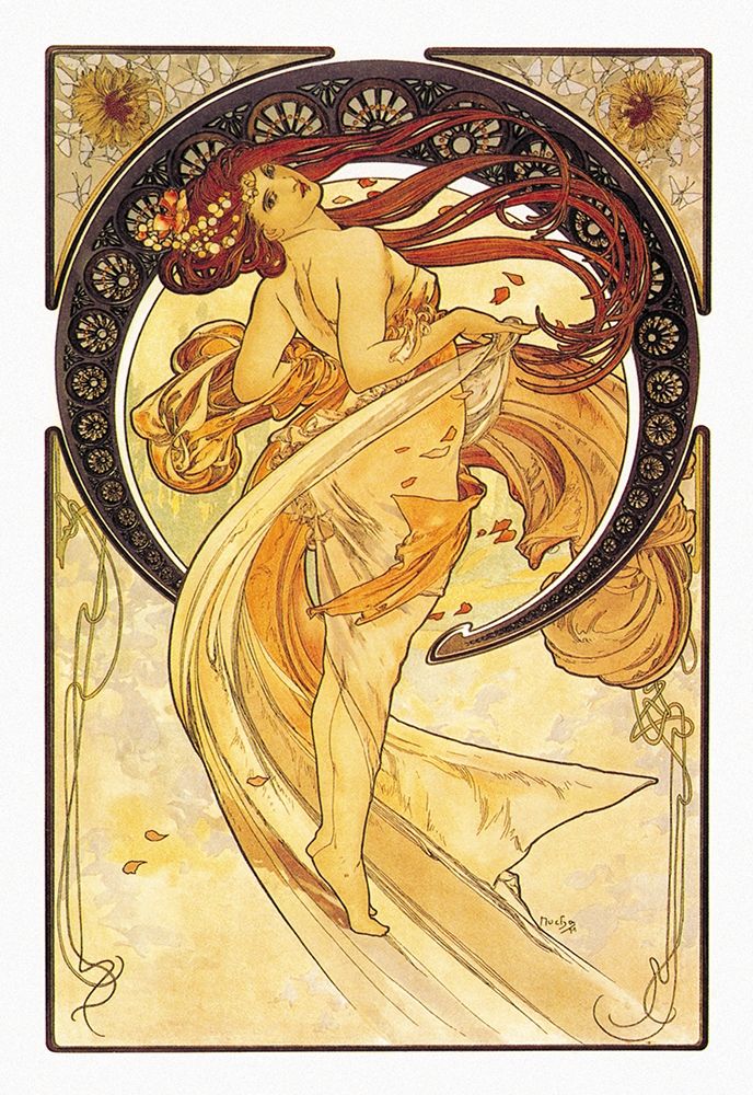 Dance (Golden), 1898 art print by Alphonse Mucha for $57.95 CAD