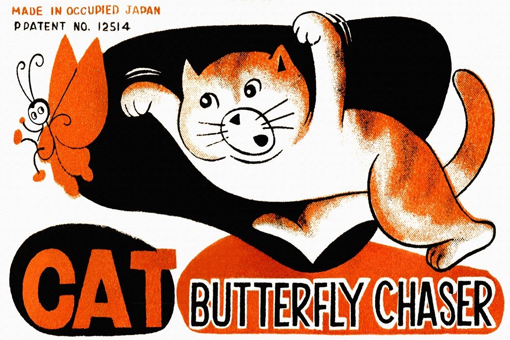 Cat Butterfly Chaser art print by Unknown for $57.95 CAD