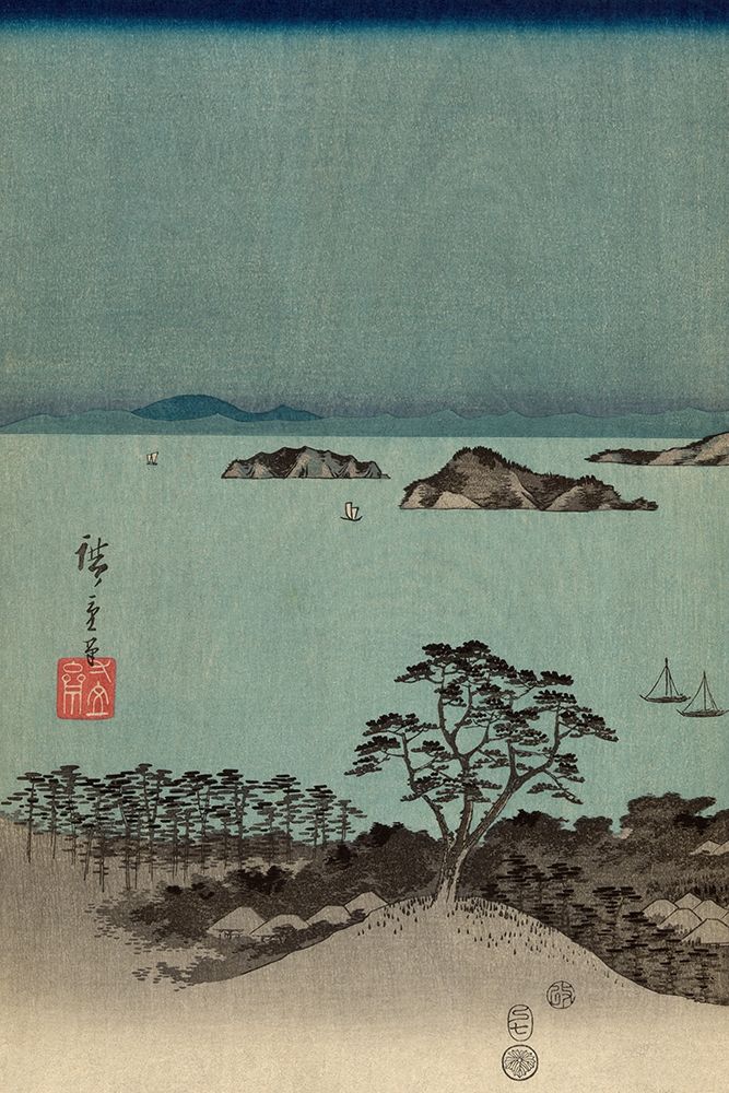 Evening view of the eight famous sites at Kanazawa in Musashi Province #1 art print by Ando Hiroshige for $57.95 CAD