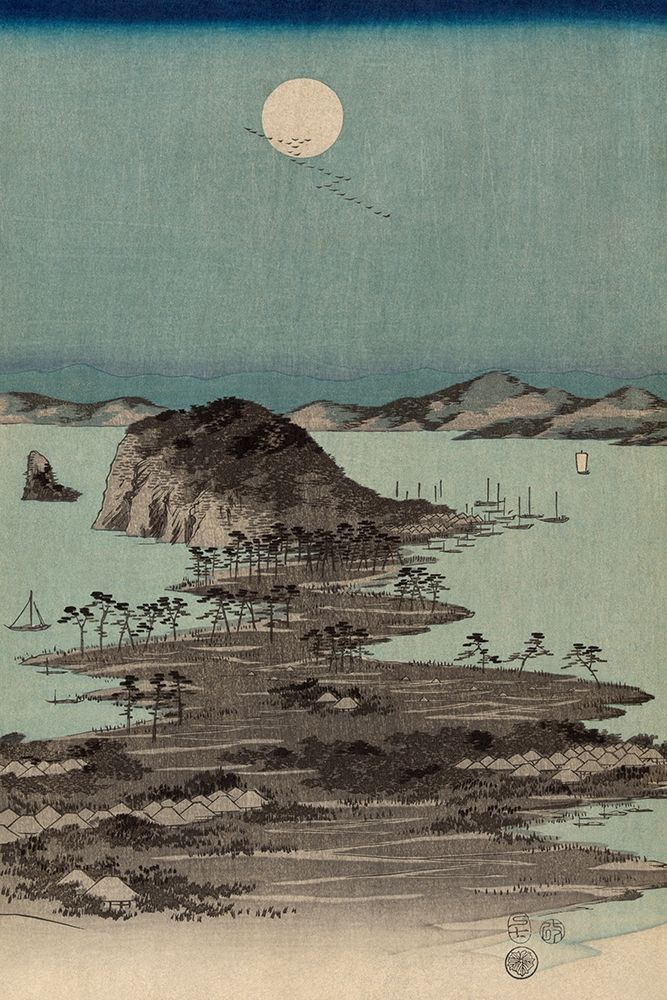 Evening view of the eight famous sites at Kanazawa in Musashi Province #2 art print by Ando Hiroshige for $57.95 CAD