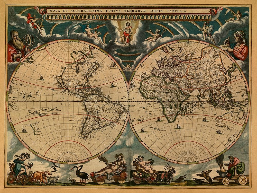 New and Accurate Map of the World art print by Johannes Blaeu for $57.95 CAD