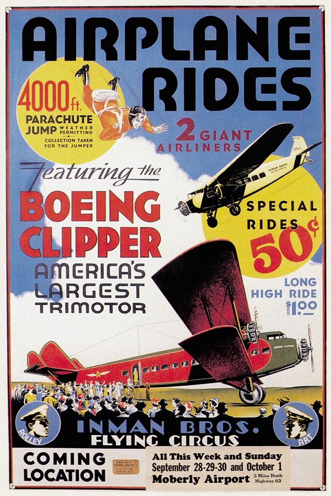 Airplane Rides: Inman Bros. Flying Circus art print by Unknown for $57.95 CAD