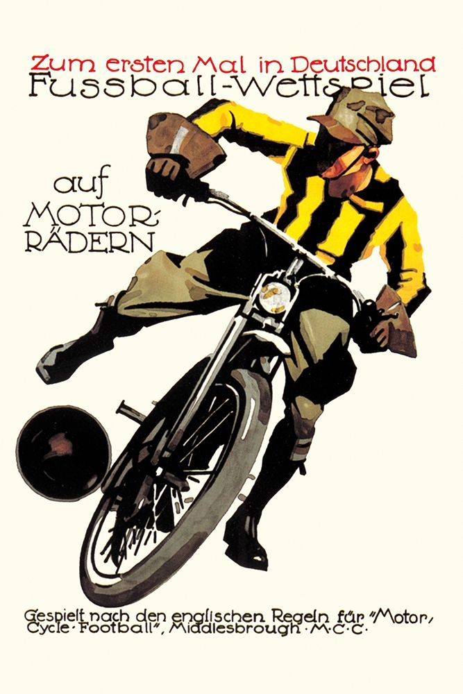 Soccer on Motorcycle art print by Unknown for $57.95 CAD