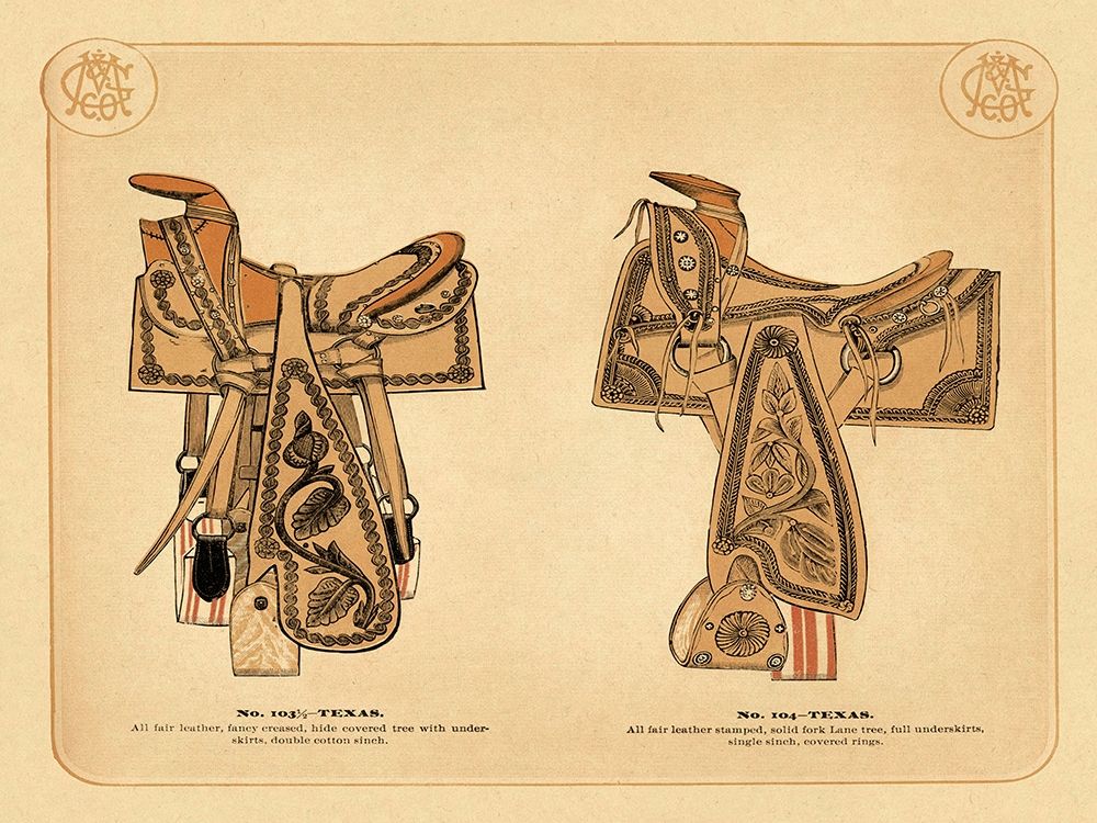Saddles and Tack: Texas Saddles art print by Unknown for $57.95 CAD