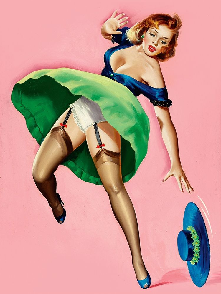 Mid-Century Pin-Ups - Wink Magazine - Strong Wind art print by Peter Driben for $57.95 CAD