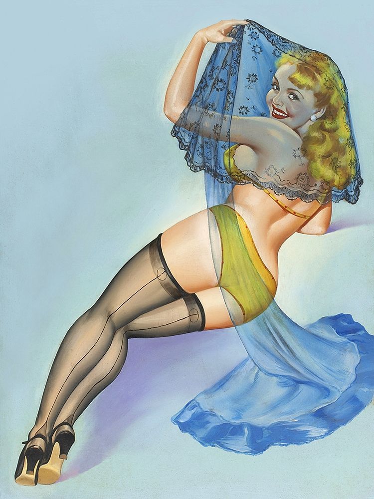 Mid-Century Pin-Ups - The Veil art print by Peter Driben for $57.95 CAD
