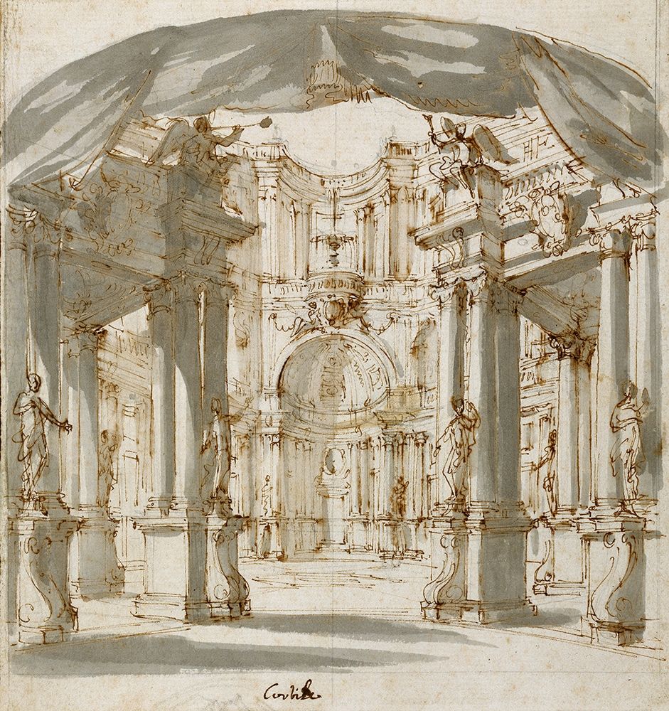 The Courtyard of a Palace: Project for a Stage, 1713 art print by Filippo Juvarra for $57.95 CAD