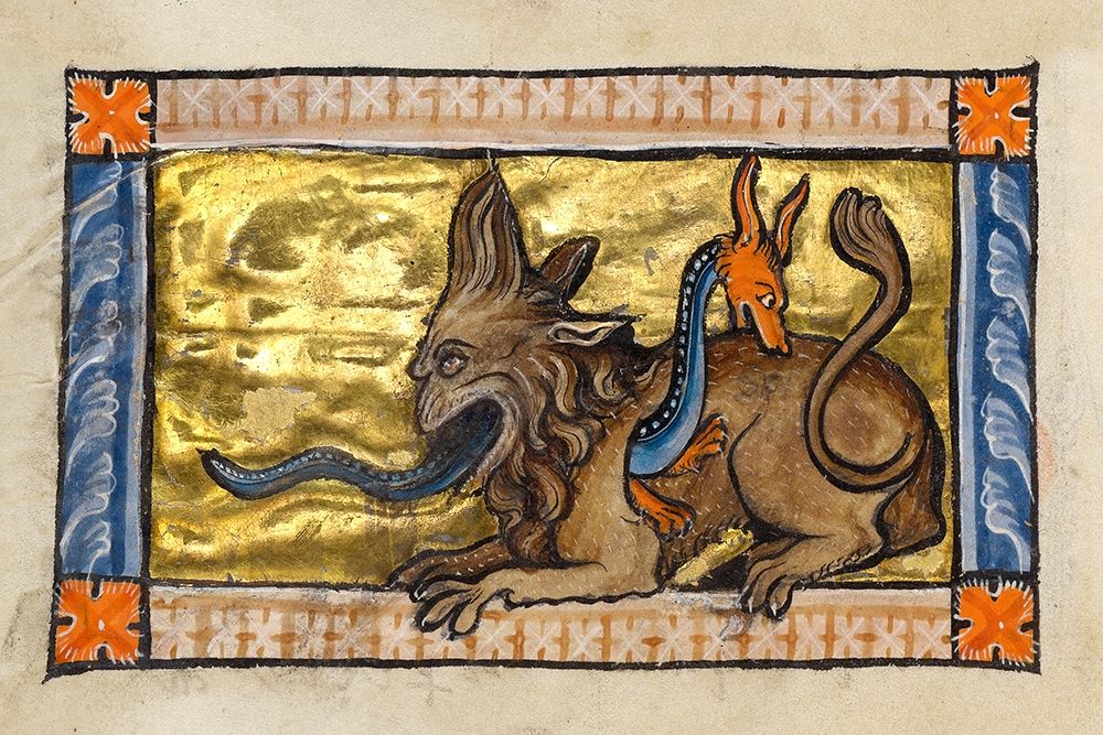 A Crocodile and a Hydrus (detail) art print by Franco-Flemish 13th Century for $57.95 CAD