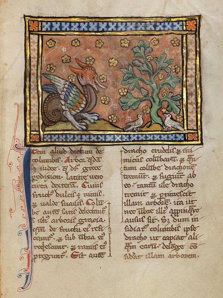 A Dragon Charging Two Doves art print by Franco-Flemish 13th Century for $57.95 CAD