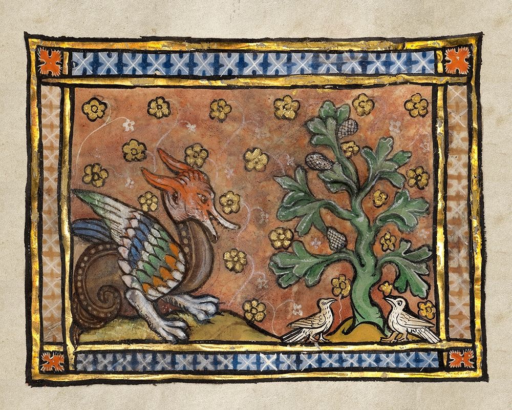 A Dragon Charging Two Doves (detail) art print by Franco-Flemish 13th Century for $57.95 CAD