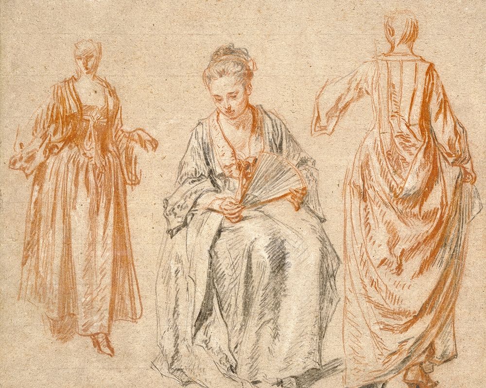 Studies of Three Women art print by Jean-Antoine Watteau for $57.95 CAD