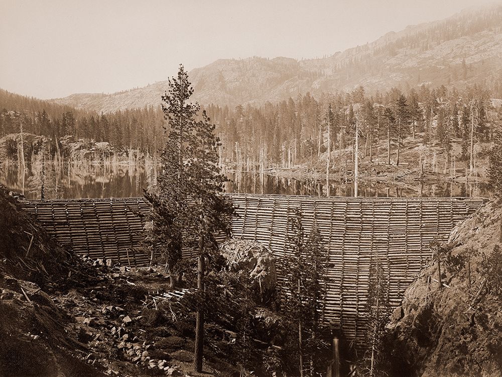 Dam and Lake, Nevada County, California, Near View, about 1871 art print by Carleton Watkins for $57.95 CAD