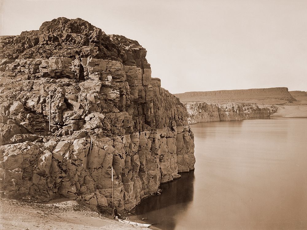 The Dalles, Extremes of High and Low Water, 92 ft./Head of the Dalles, Columbia River, Oregon, about art print by Carleton Watkins for $57.95 CAD