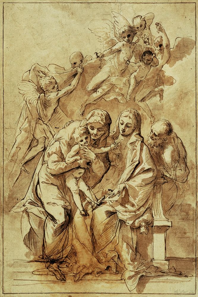 Holy Family with Saint Anne (recto); Figure Sketches (verso) art print by Pietro Testa for $57.95 CAD