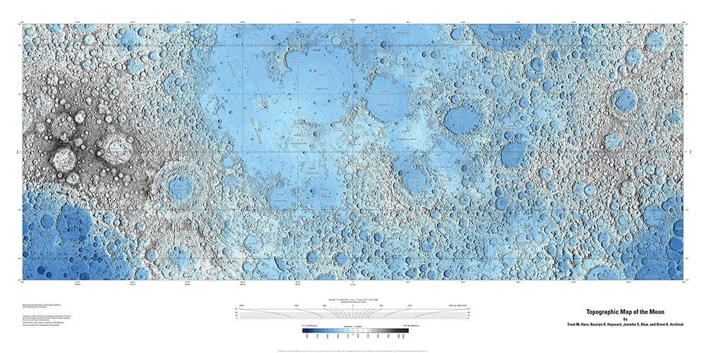 Decorative Topographic Map of the Moon, Projection art print by United States Geological Survey for $57.95 CAD