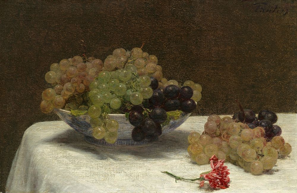 Still Life with Grapes and a Carnation, c. 1880 art print by Henri Fantin-Latour for $57.95 CAD