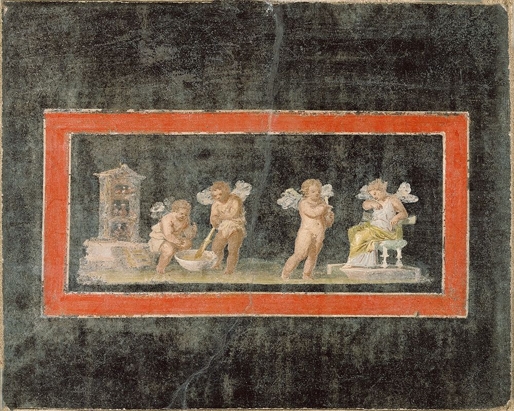 Fresco Fragment with Cupids and Psyche Making Perfume art print by Unknown 1st Century Roman Artisan for $57.95 CAD