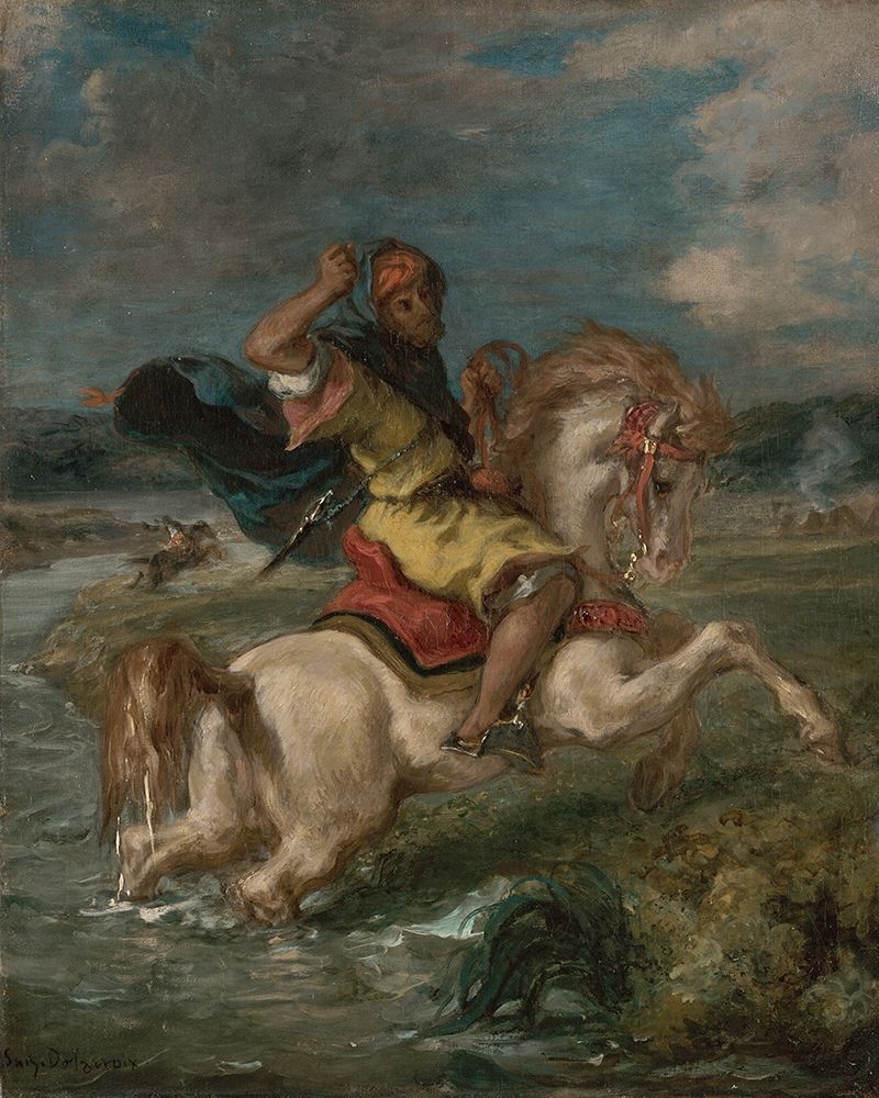 Moroccan Horseman Crossing a Ford art print by Eugene Delacroix for $57.95 CAD