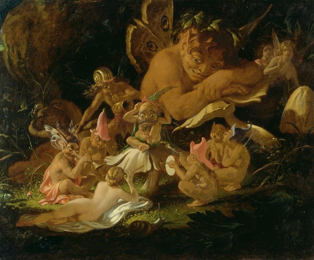 Puck and the Fairies from A Midsummer Nights Dream art print by Sir Joseph Noel Paton for $57.95 CAD