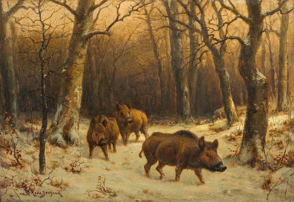 Wild Boars in the Snow art print by Rosa Bonheur for $57.95 CAD