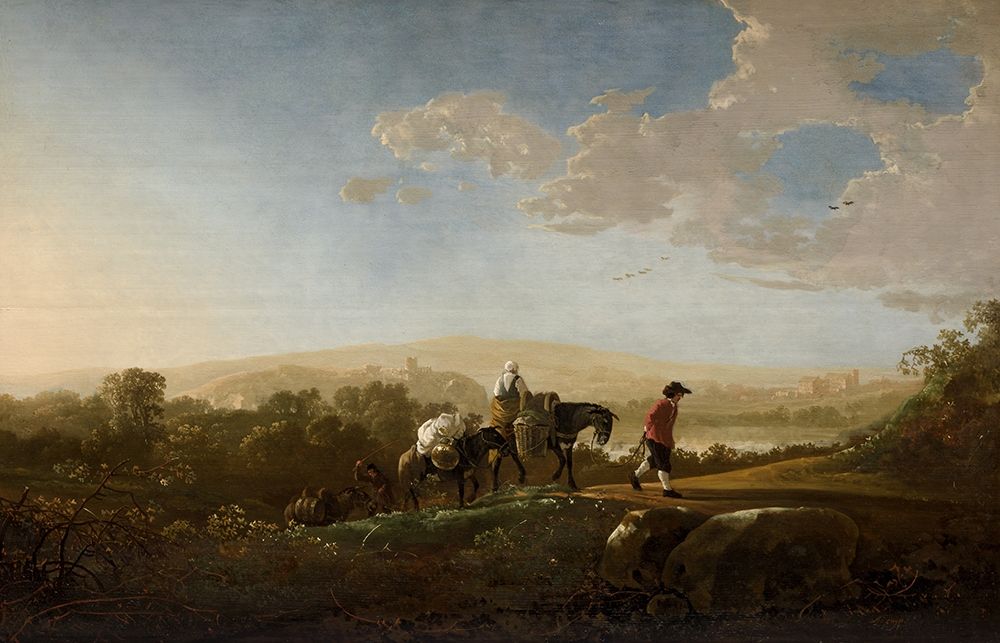 Travelers in Hilly Countryside art print by Aelbert Cuyp for $57.95 CAD