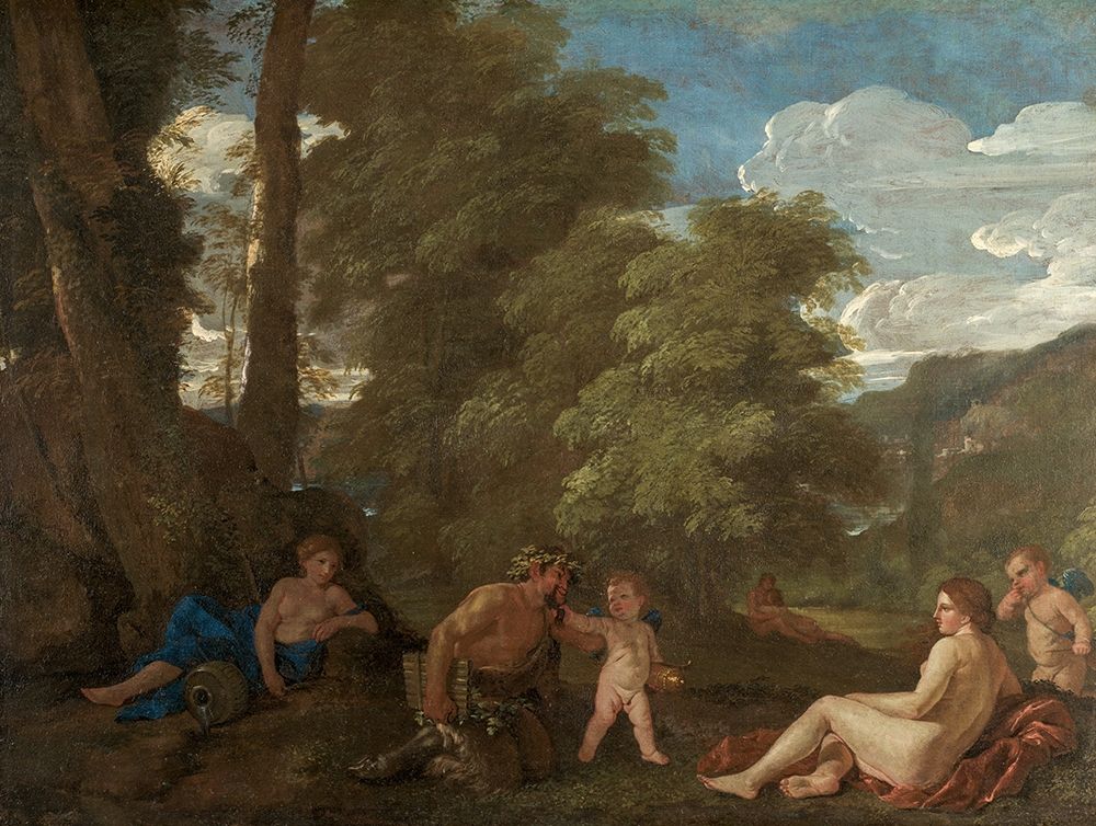 Nymphs and a Satyr art print by Nicolas Poussin for $57.95 CAD