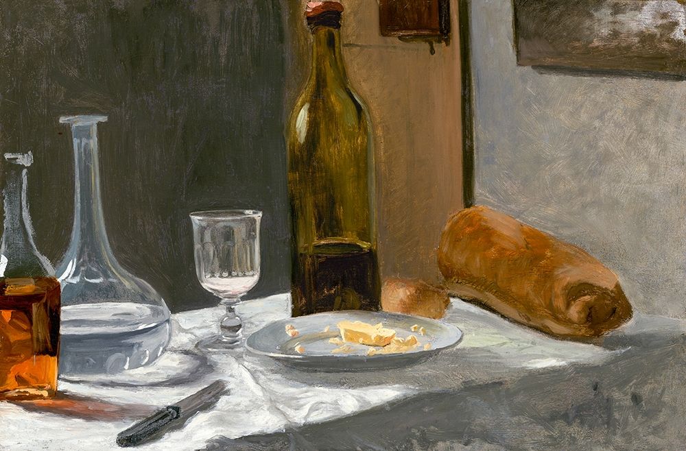 Still Life with Bottle, Carafe, Bread, and Wine art print by Claude Monet for $57.95 CAD