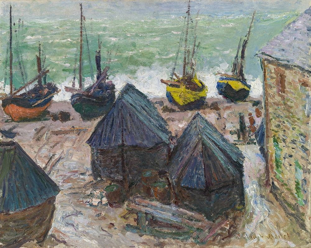 Boats on the Beach at Ã‰tretat art print by Claude Monet for $57.95 CAD