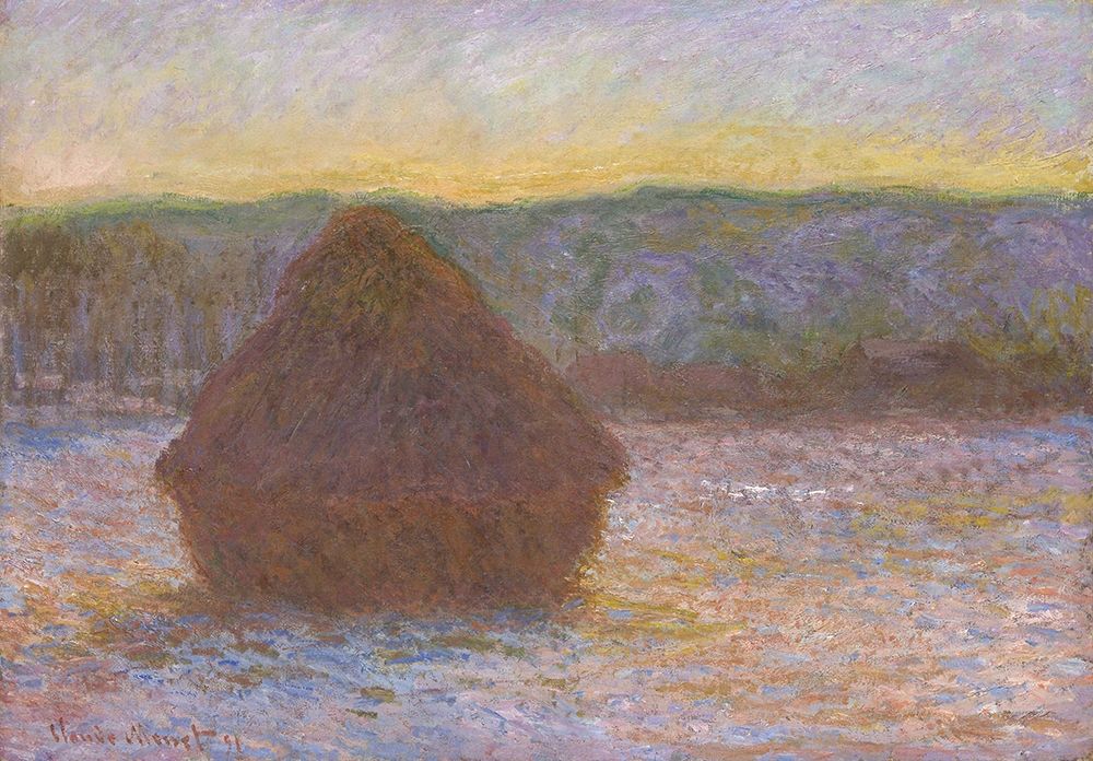 Stack of Wheat (Thaw, Sunset) art print by Claude Monet for $57.95 CAD