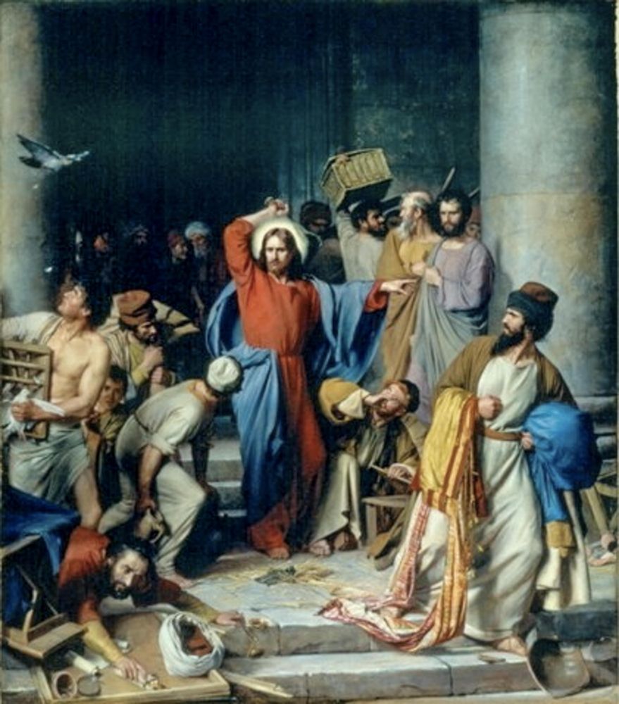 Jesus casting out the money changers at the temple art print by Carl Bloch for $57.95 CAD