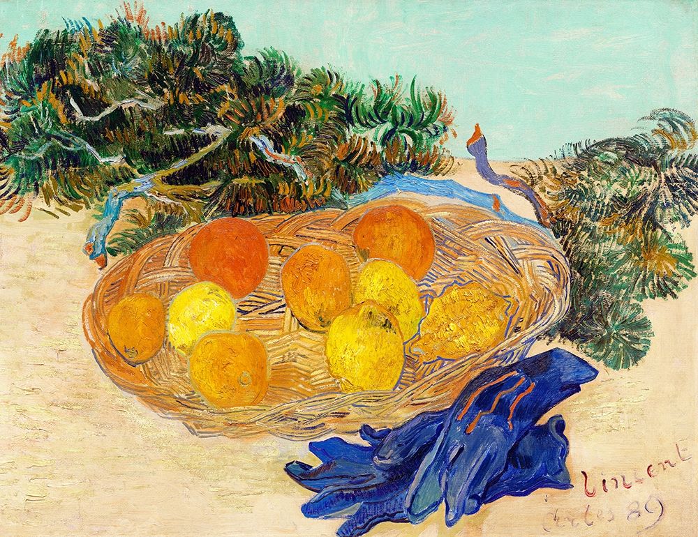Still Life of Oranges and Lemons with Blue Gloves (1889) art print by Vincent Van Gogh for $57.95 CAD