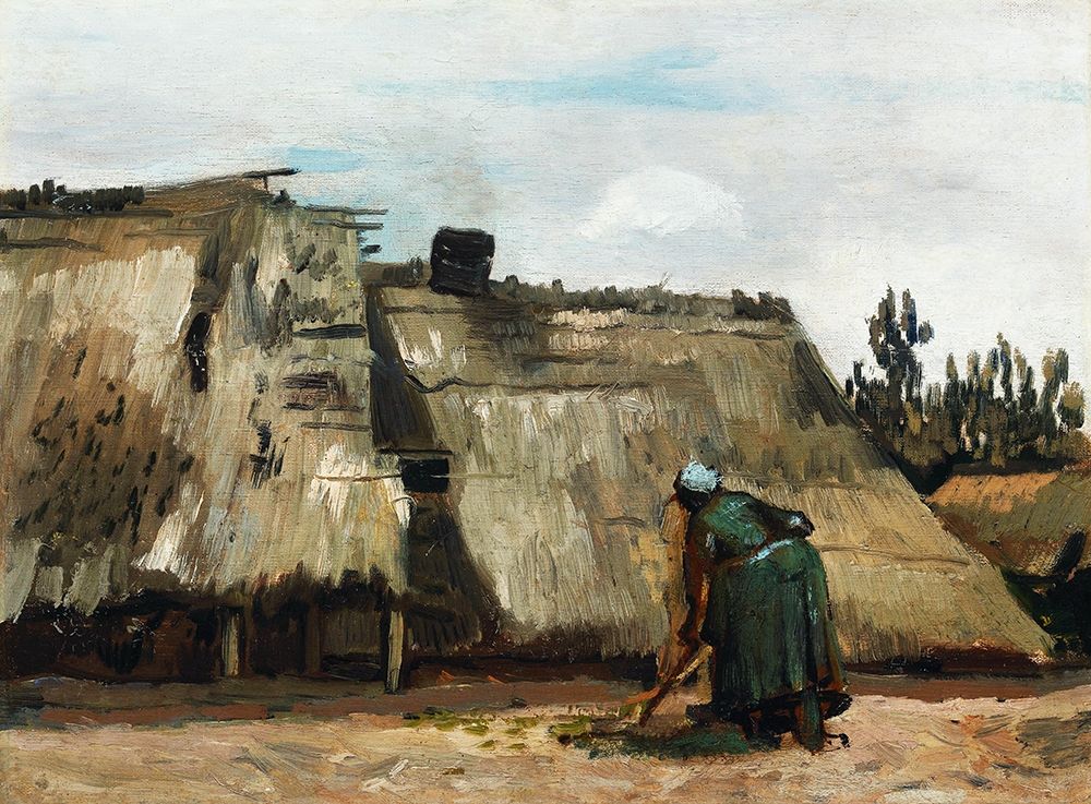 A Peasant Woman Digging in Front of Her Cottage (c.1885) art print by Vincent Van Gogh for $57.95 CAD