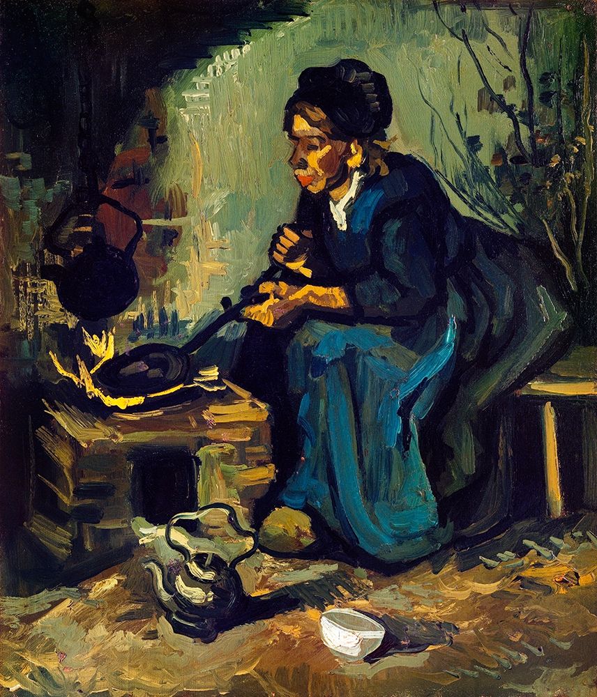 Peasant Woman Cooking by a Fireplace (1885) art print by Vincent Van Gogh for $57.95 CAD