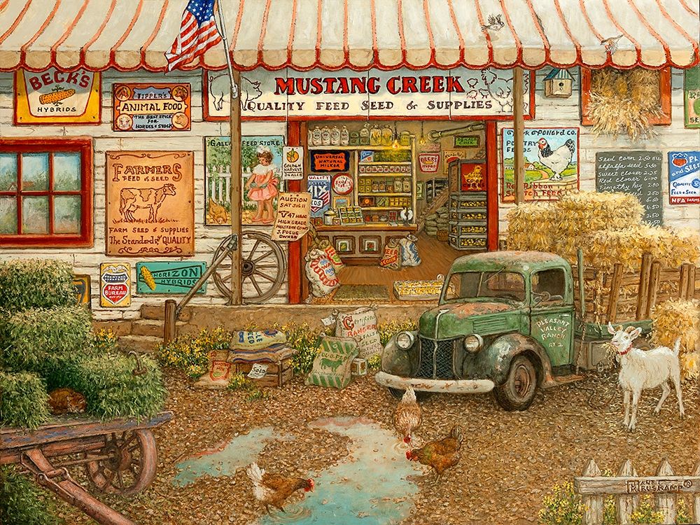 Mustang Creek Feed Store art print by Janet Kruskamp for $57.95 CAD
