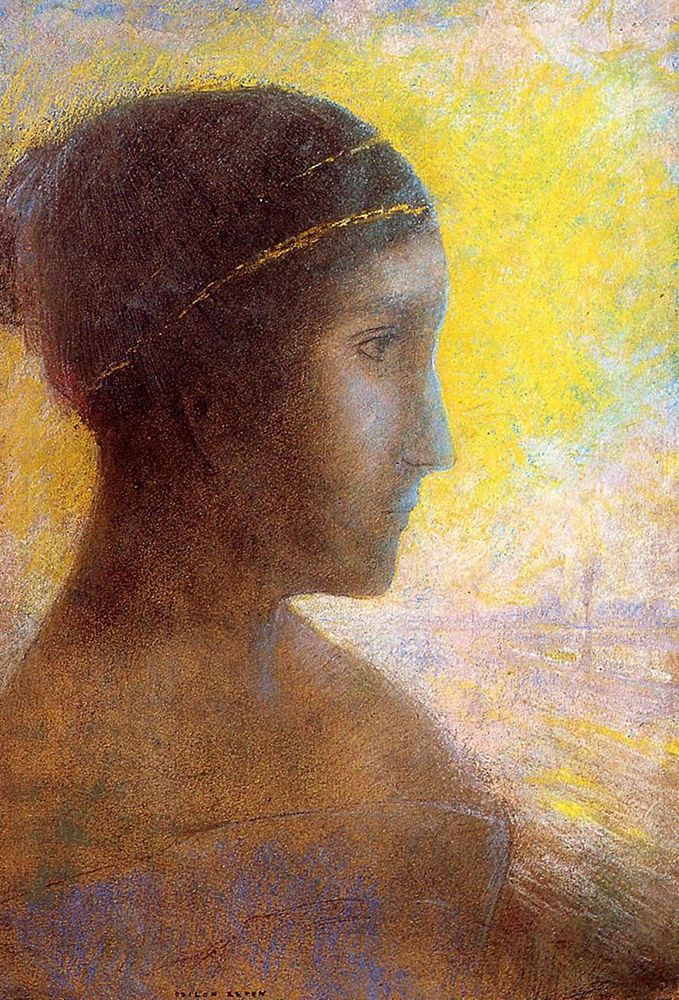 Head of a Young Woman in Profile art print by Odilon Redon for $57.95 CAD