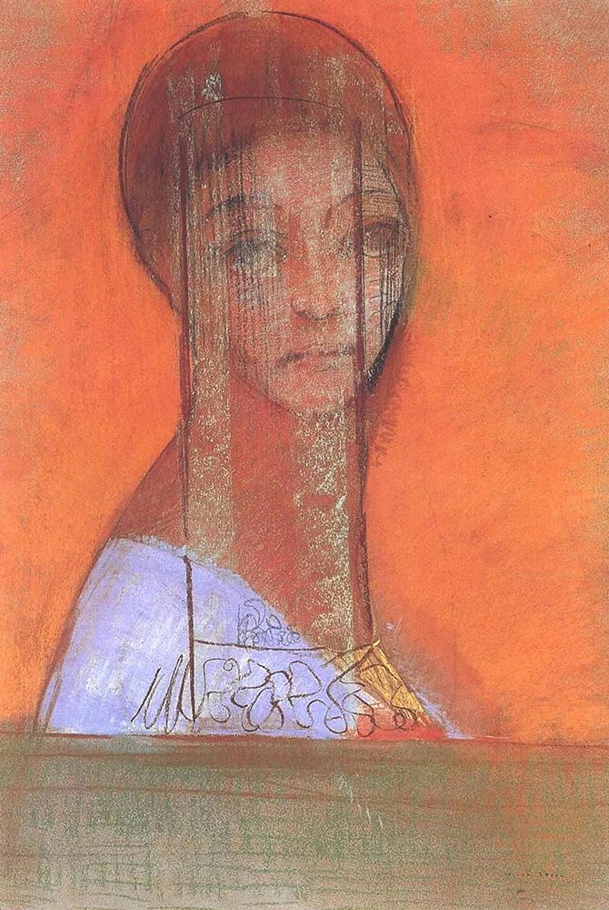 Woman with veil art print by Odilon Redon for $57.95 CAD