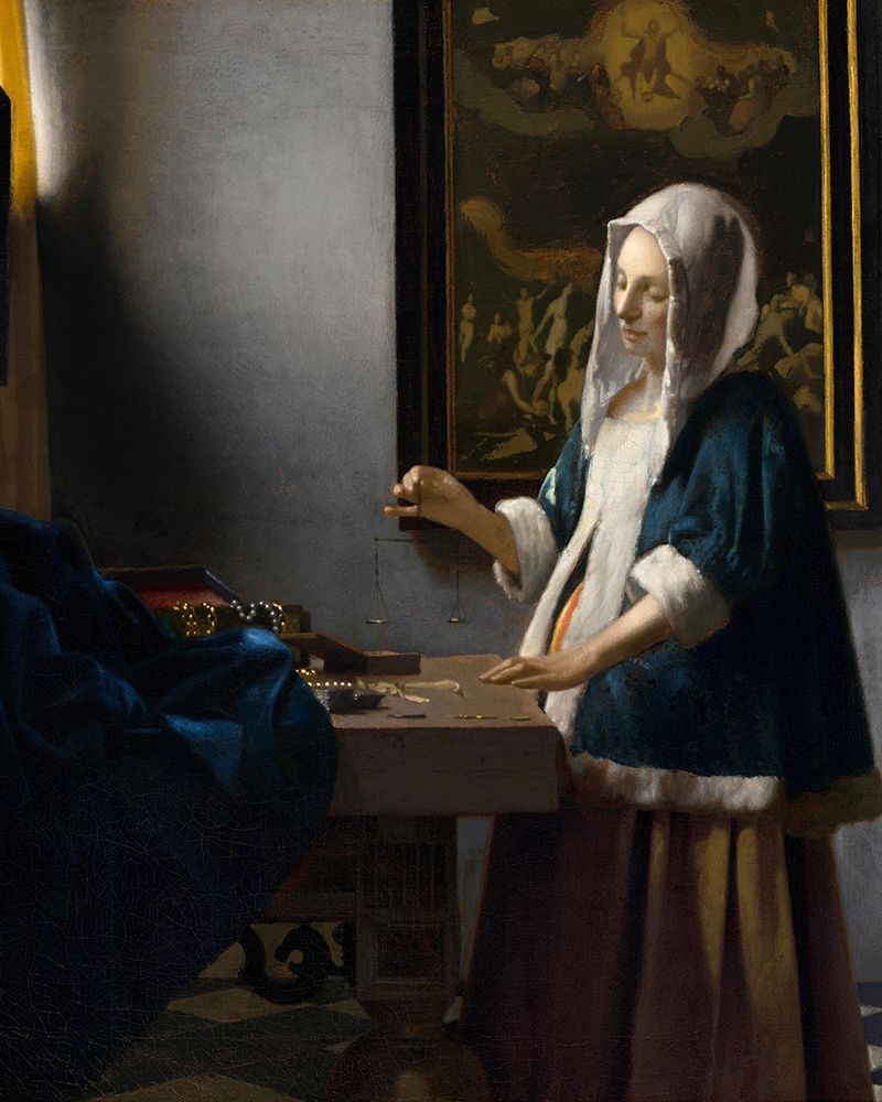 Woman Holding a Balance art print by Johannes Vermeer for $57.95 CAD