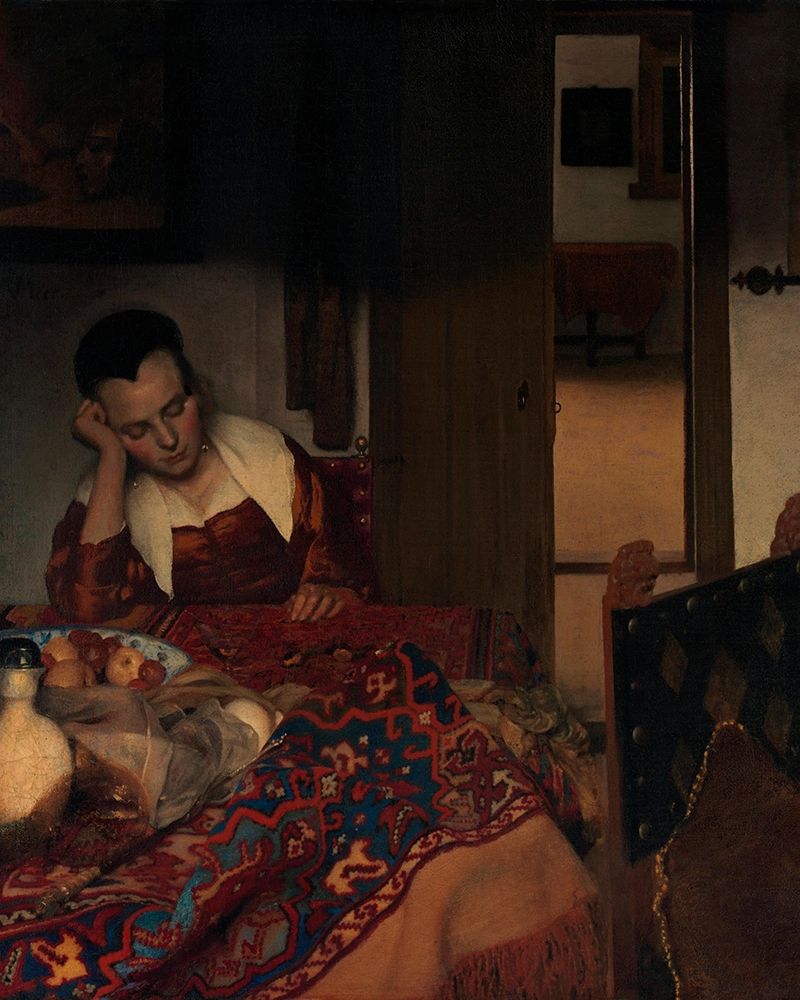 A Maid Asleep art print by Johannes Vermeer for $57.95 CAD