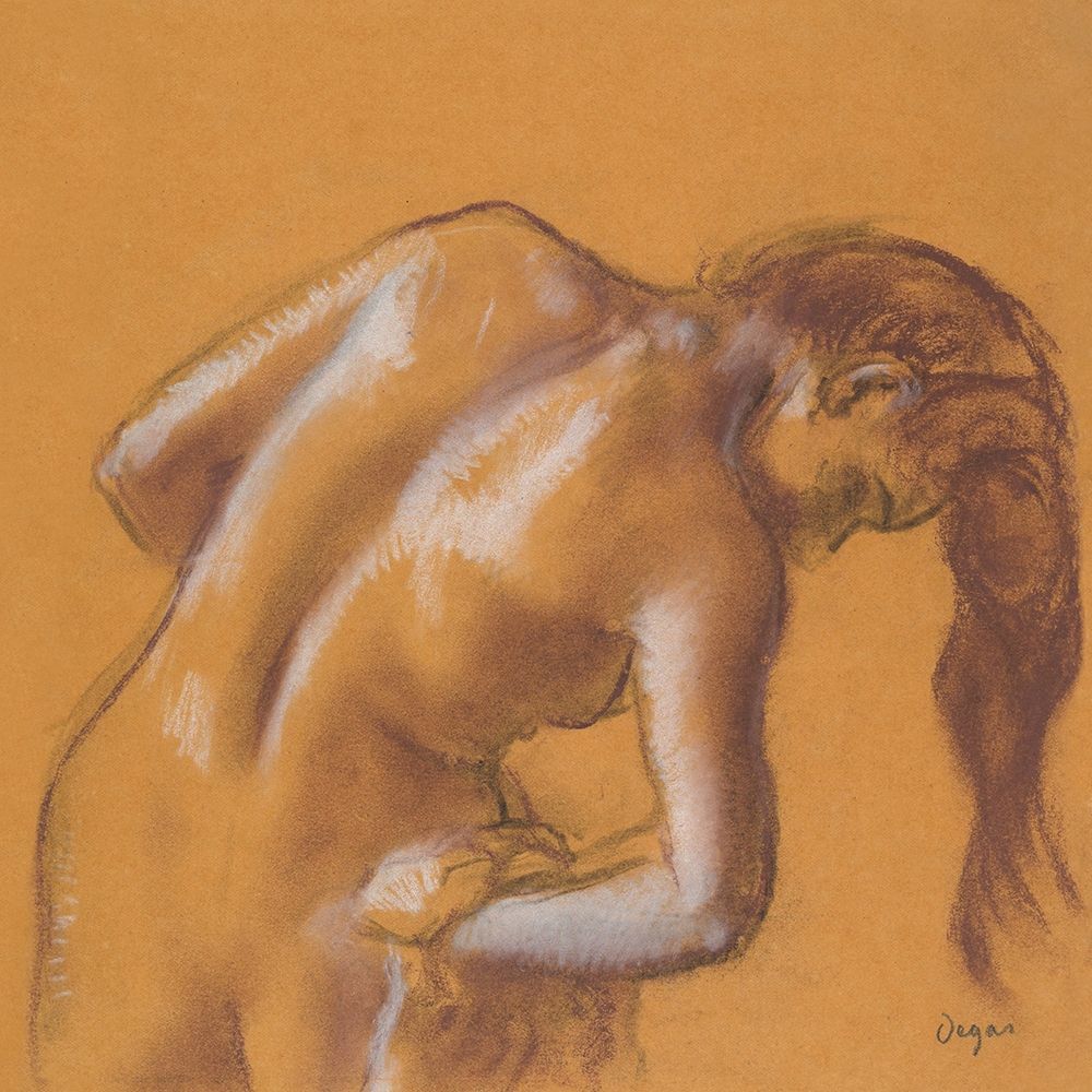 Nude lady. Bather Drying Herself art print by Edgar Degas for $57.95 CAD