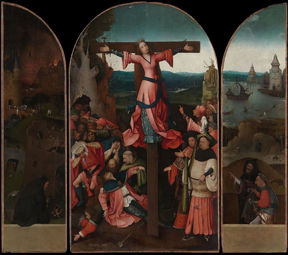 Triptych of the crucified Martyr art print by Hieronymus Bosch for $57.95 CAD